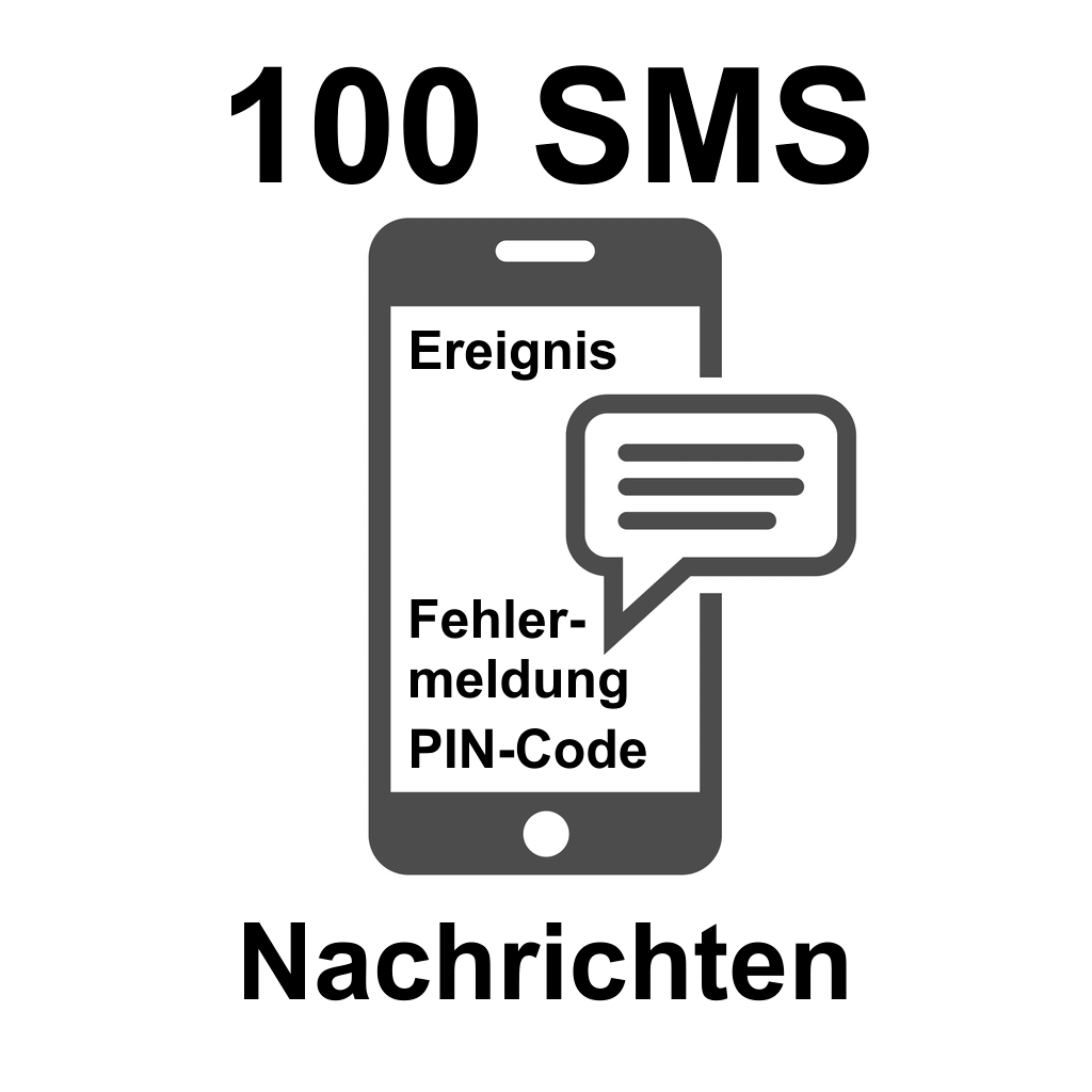 100 SMS Nachrichten Paket für Ereignisse, Fehlermeldungen und PIN-Codes Symbolbild für 100 SMS Nachrichten, geeignet für Ereignisse, Fehlermeldungen und PIN-Codes auf einem Smartphone