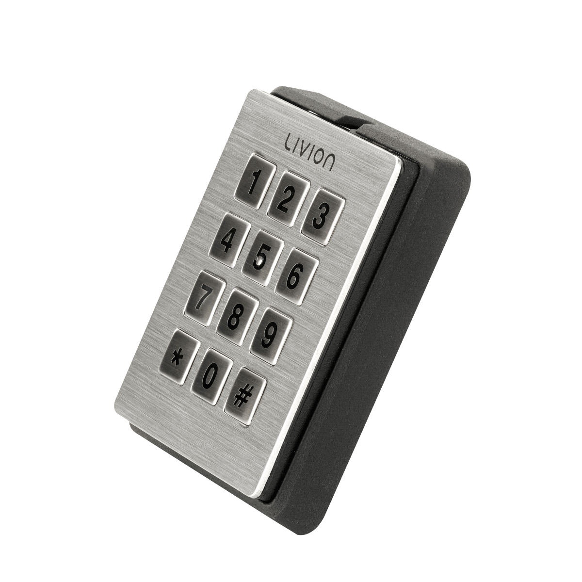 Livion Edelstahl Codeschloss mit Zahlenfeld für Zugangskontrolle Robustes Codeschloss aus Edelstahl von Livion mit beleuchtetem Zahlenfeld zur sicheren Zugangskontrolle