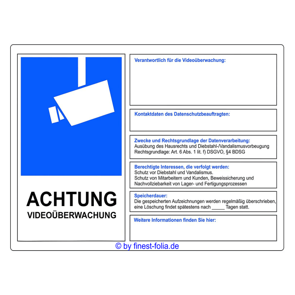 DSGVO Hinweisschild Videoüberwachung 15x10